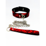 Ошейник с поводком DS Fetish snake skin под кожу змеи красный