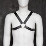 Сбруя мужская крестообразная с заклепками DS Fetish, экокожа, черная