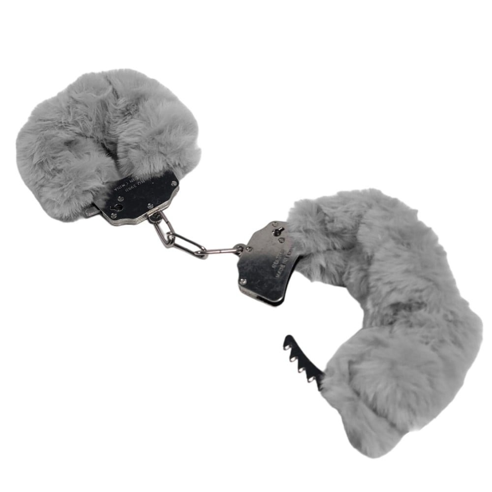 Наручники DS Fetish Plush handcuffs, металл с мехом, серые