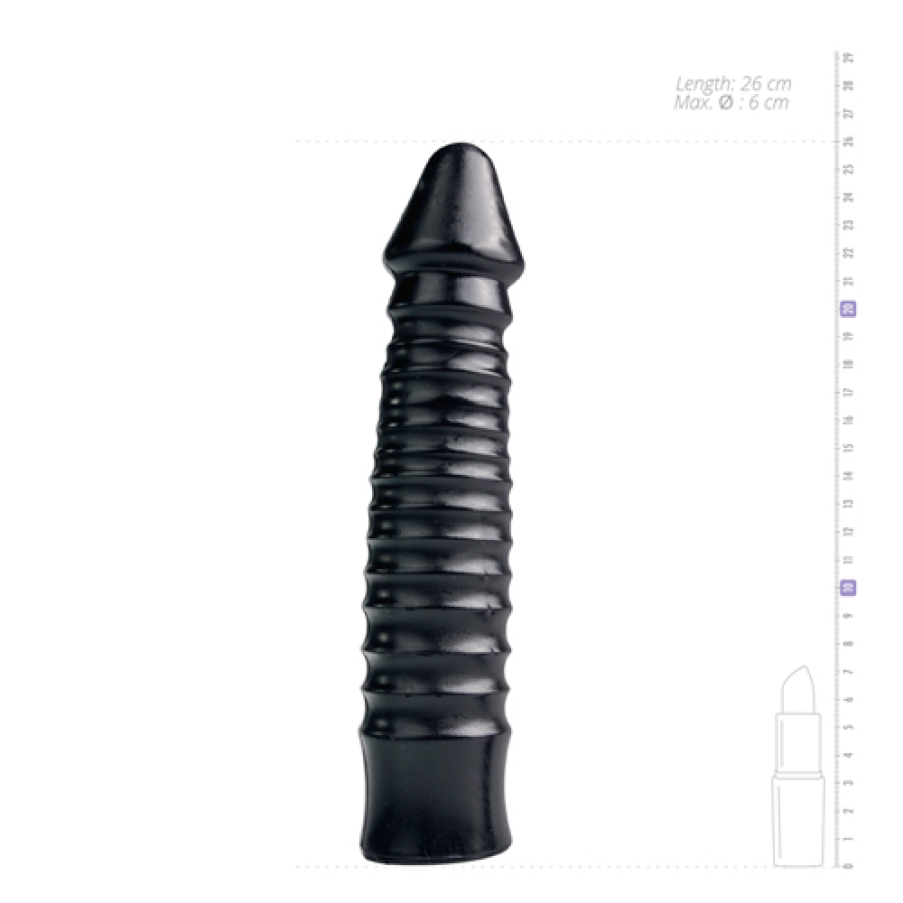 Большой фаллоимитатор с рельефом All BlackAB29 черный, 26 см