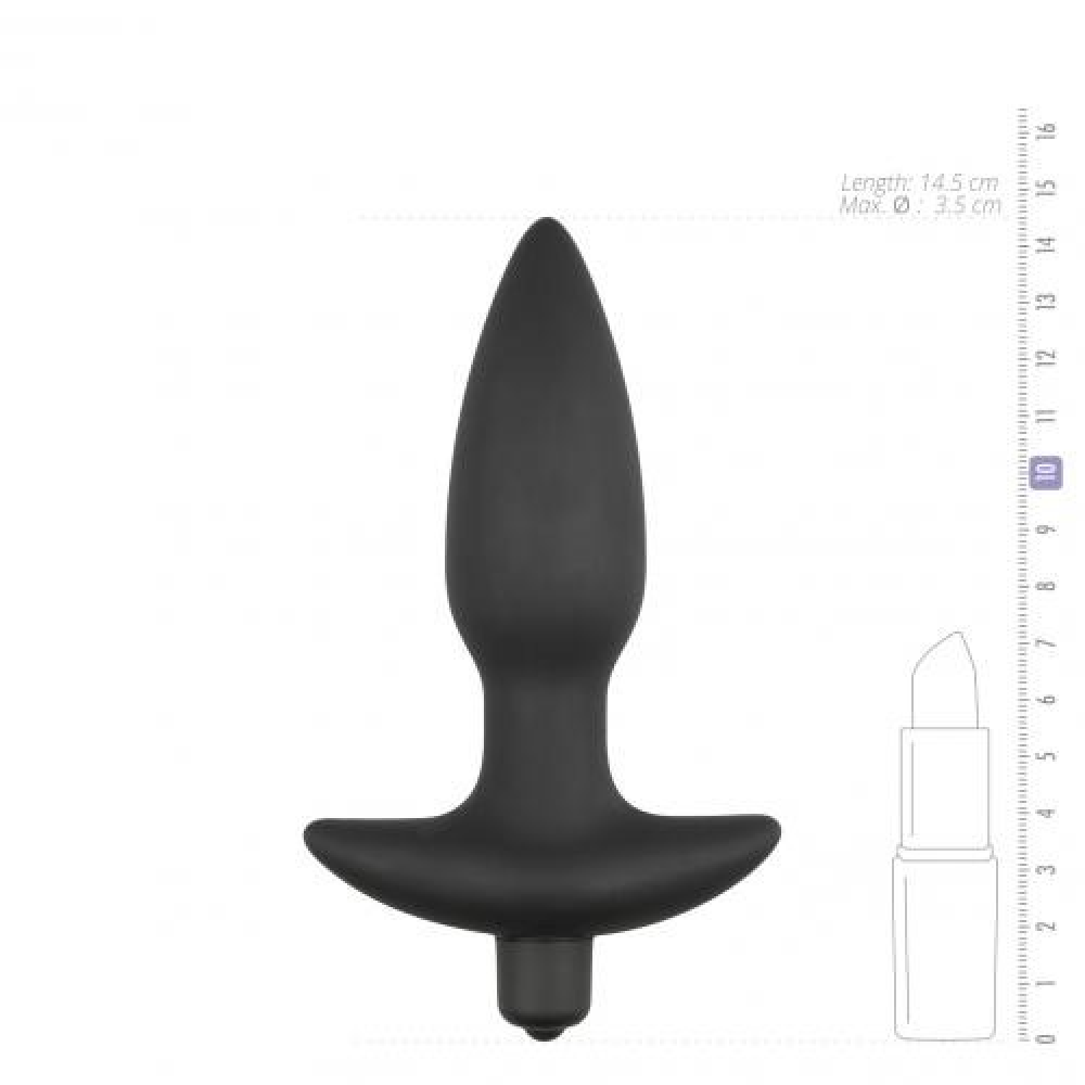Анальная пробка с вибрацией Easytoys, силиконовая, чёрная, 14.5 х 3.5 см