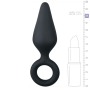 ET215BLK Анальная пробка со стоппером-кольцом Easytoys, силиконовая, черная, 12 х 3.5 см