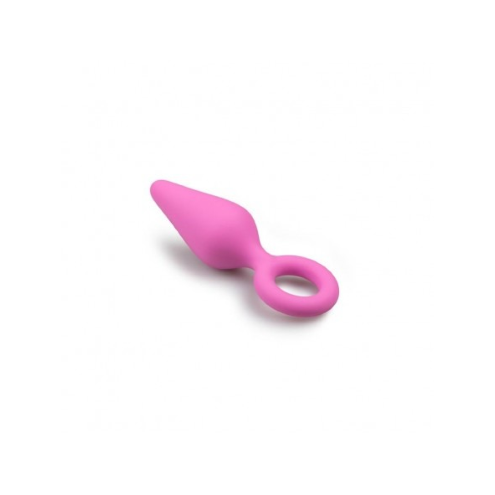 Анальная пробка со стоппером-кольцом Easytoys, силиконовая, розовая, 12 х 3.5 см