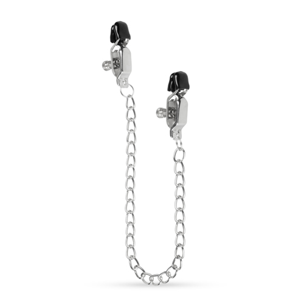 Зажимы на соски с цепочкой Easytoys, металлические, серебряные, 45 см