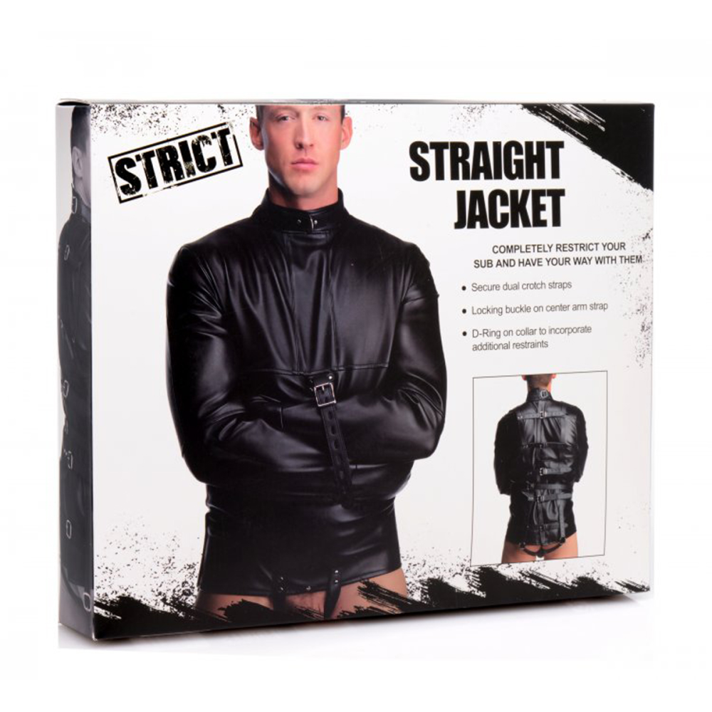 Смирительная мужская рубашка Strict, искусственная кожа, черная, L