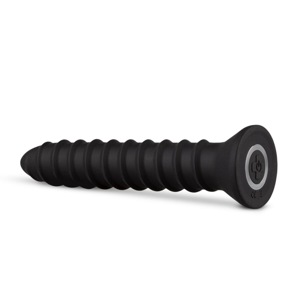 Вибратор анальный с рельефом EasyToys Screwed, черный, L