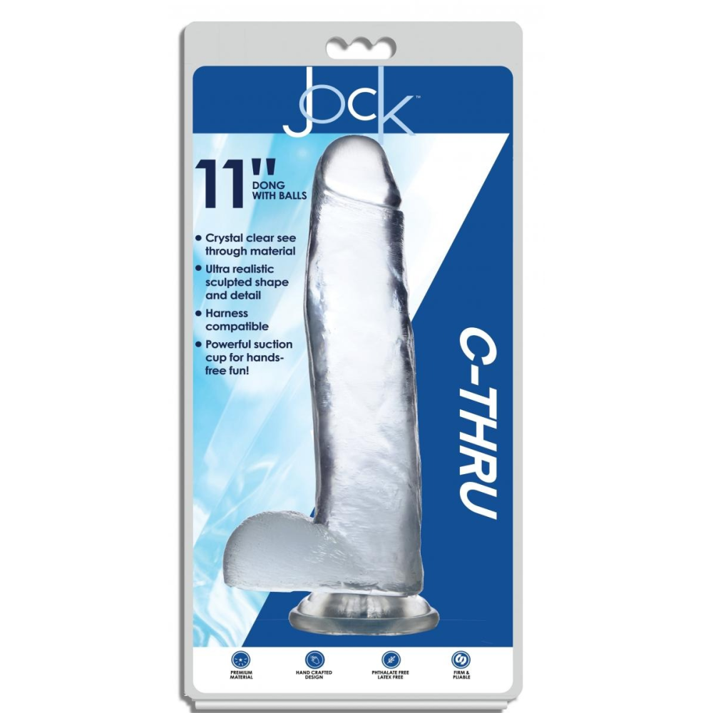 Фаллоимитатор реалистичный на присоске Jock C-Thru прозрачный, 31 см