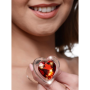 Анальная пробка со стразом Red Heart Glass Anal Plug With Gem стеклянная, Medium