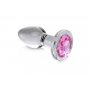Анальная пробка со стразом Pink Gem Glass Anal Plug With Gem стеклянная, Medium