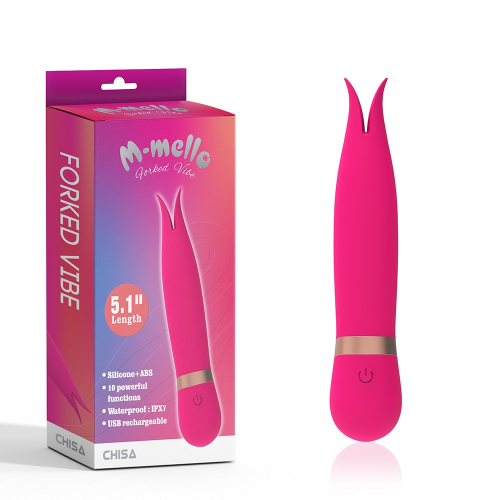 Вибратор-мини с раздвоенным кончиком Chisa M-Mello Forked Vibe, розовый