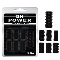 Набор рельефных насадок на член Chisa GK Power, черный, 7 шт.