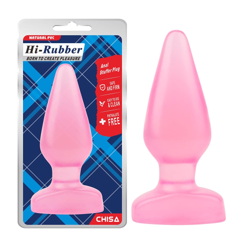 Большая анальная пробка Chisa Hi-Rubber в форме конуса, розовая