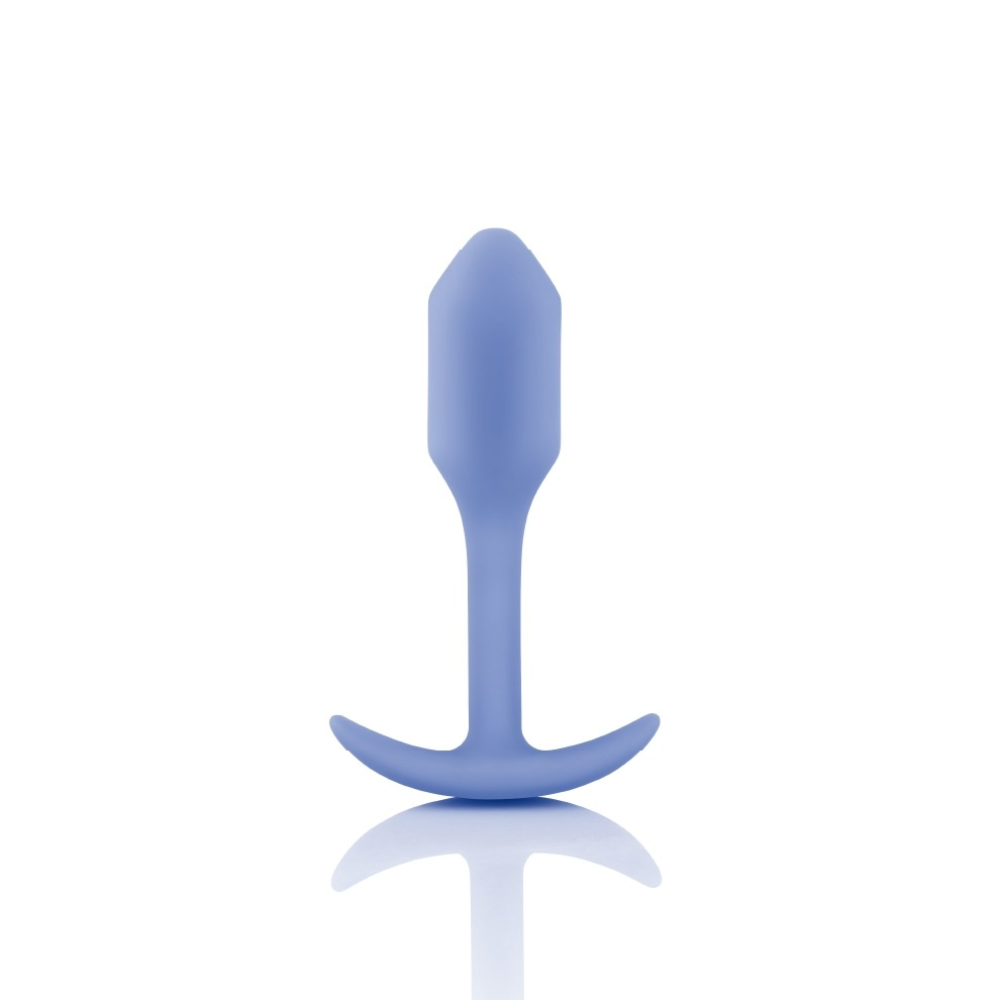 Анальная пробка со смещенным центром тяжести, S, B-vibe Snug Plug 1 фиолетовая, 8.6 х 2.2 см