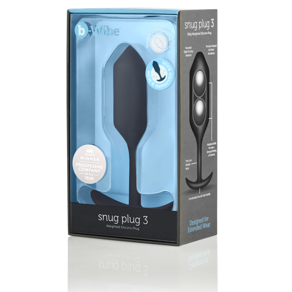 Анальная пробка со смещенным центром тяжести Snug Plug 3 B-Vibe, силиконовая, черная