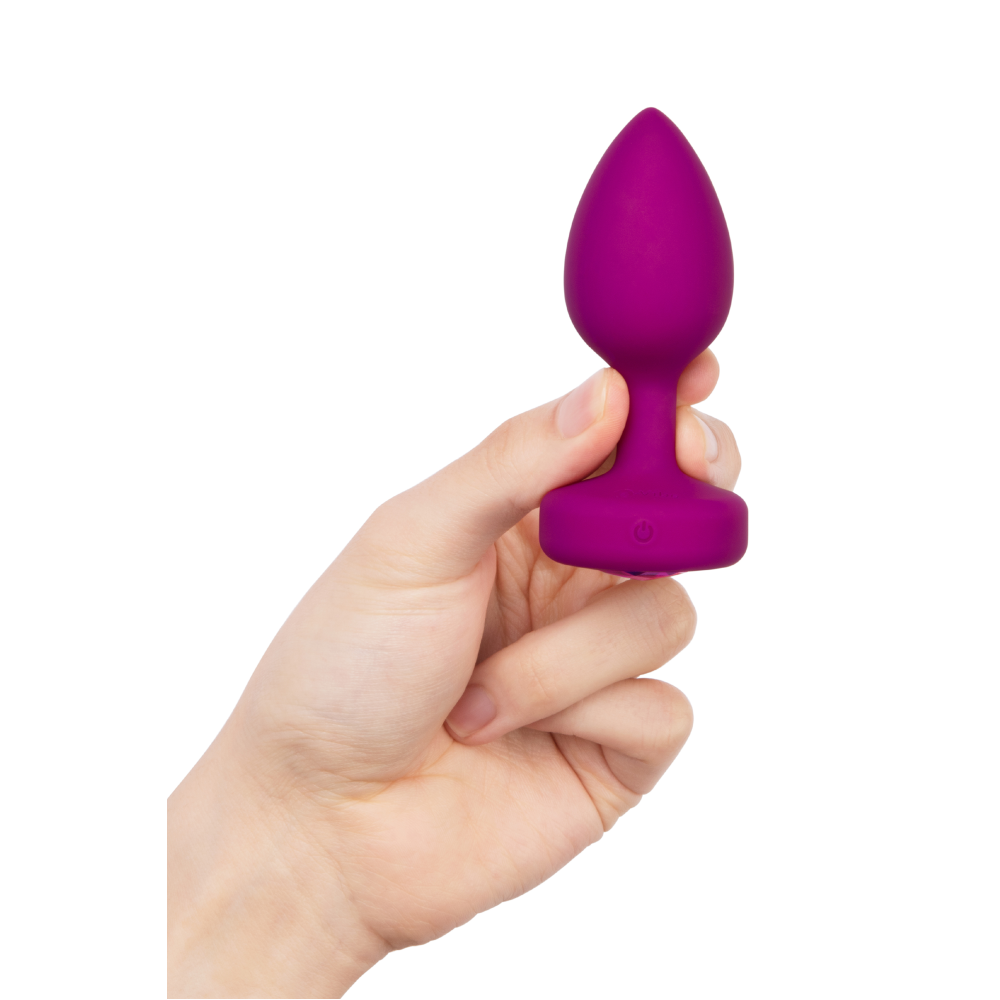 Анальная пробка с вибрацией B-Vibe Vibrating Jewel Plug S/M Pink Ruby, силиконовая, розовая