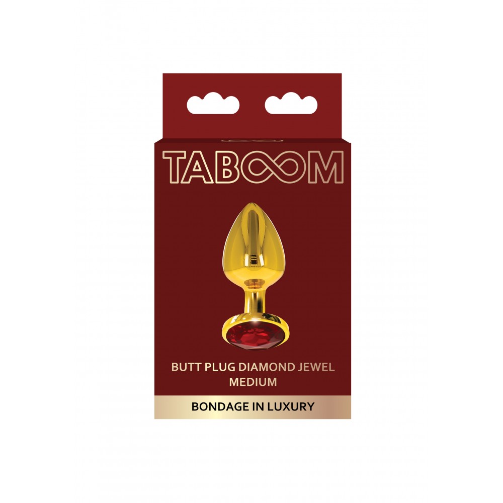 Анальная металлическая пробка M (Medium) с камнем красного цвета Butt Plug With Diamond Jewel Taboom