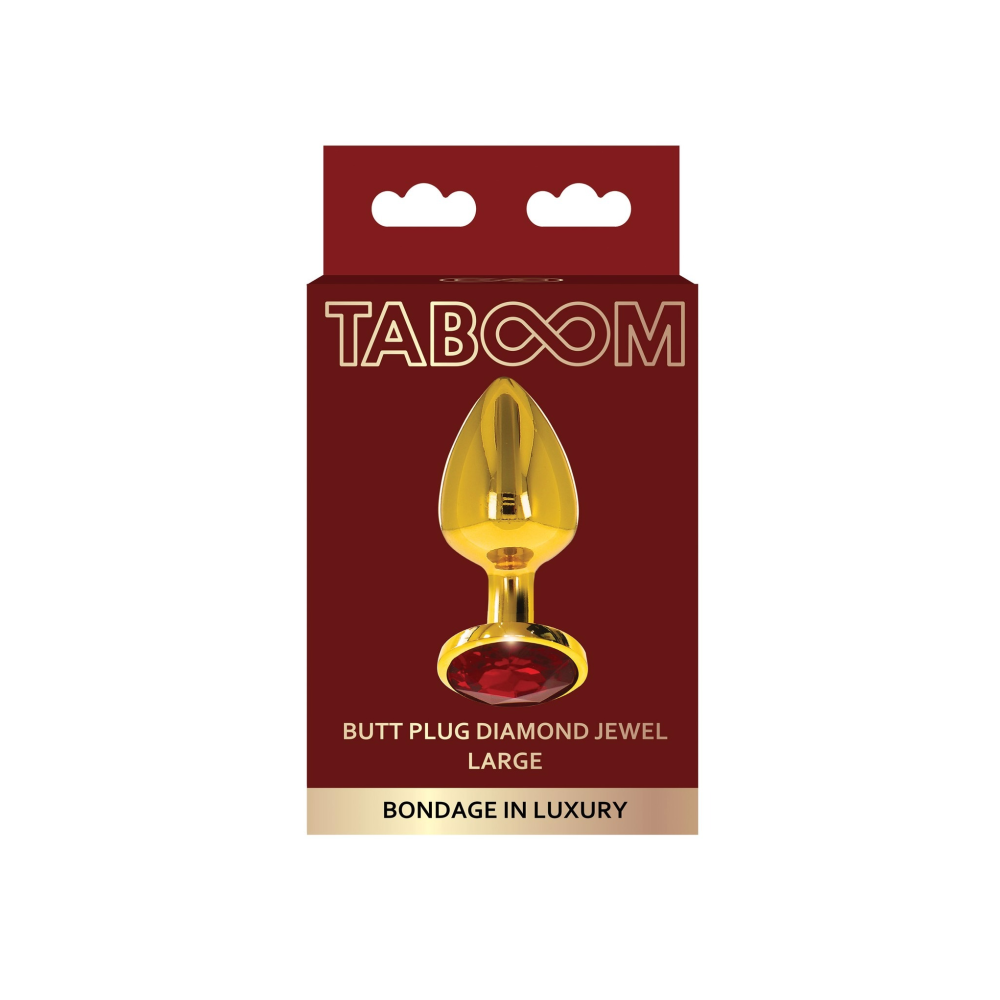 Анальная пробка металлическая золотистая L Butt Plug With Diamond Jewel Taboom