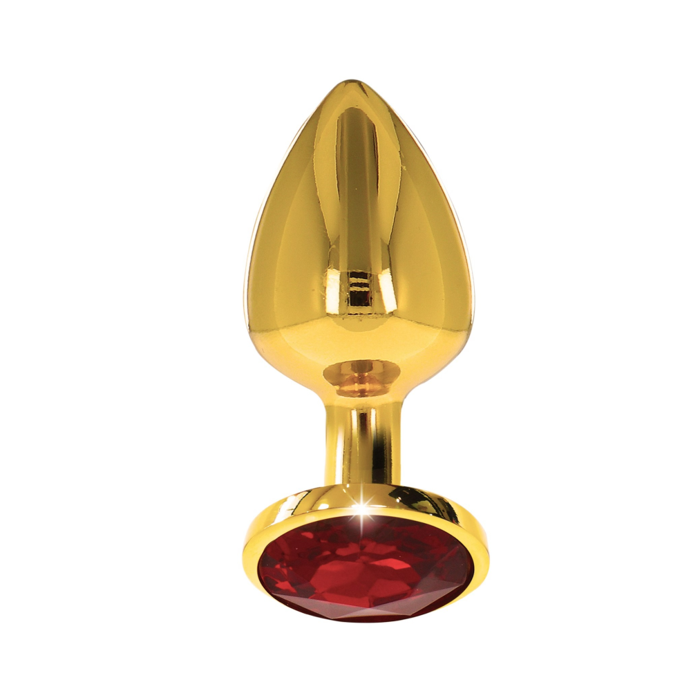 Анальная пробка металлическая золотистая L Butt Plug With Diamond Jewel Taboom