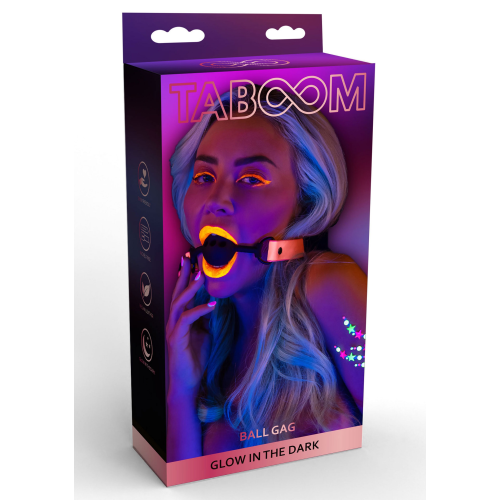 Кляп светящийся в темноте Taboom Ball Gag, розово-черный