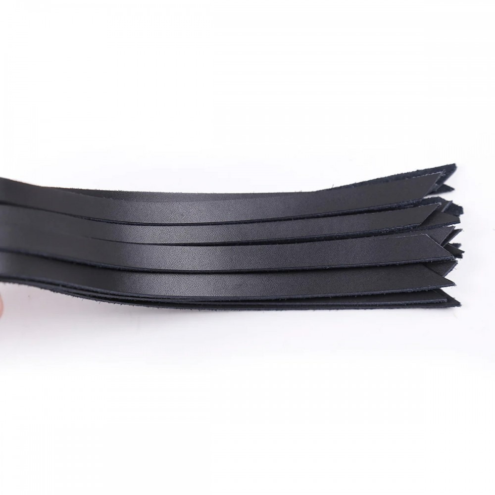 Флоггер DS Fetish экокожа, ручка со стразами, черный, 46 см