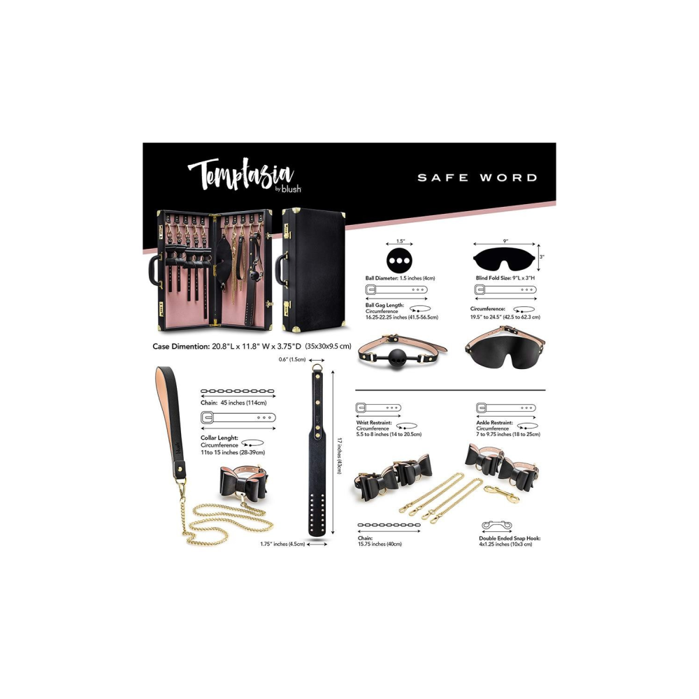 Набор для БДСМ в чемодане, 10 предметов Temptasia Safe Word Bondage Kit With Suitcase Black
