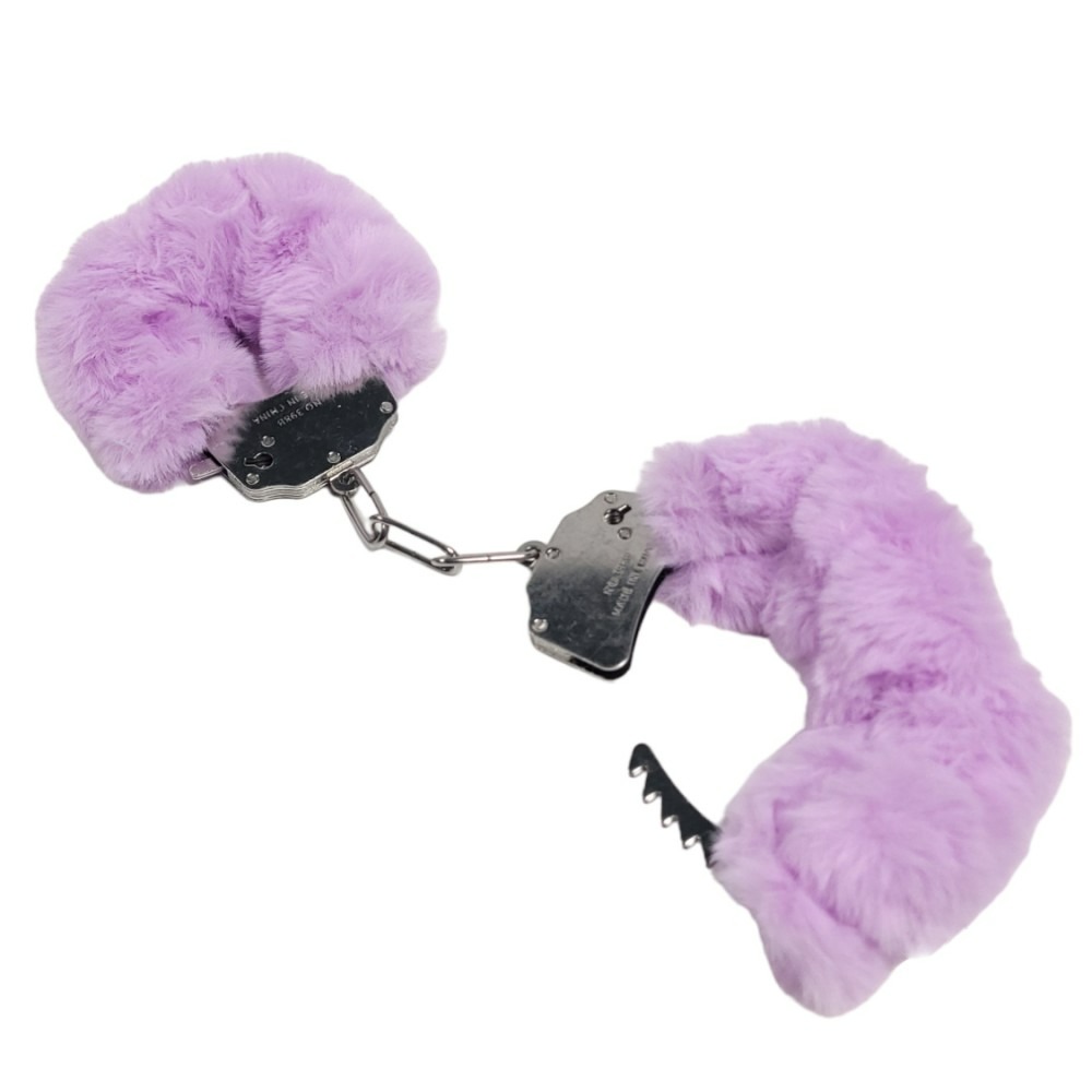 Наручники металл с мехом Plush handcuffs, фиолетовые