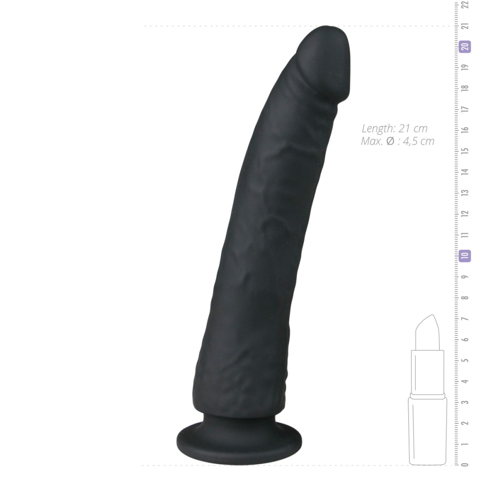 Фаллоимитатор реалистичный на присоске Easytoys черный, 21 х 3.4 см
