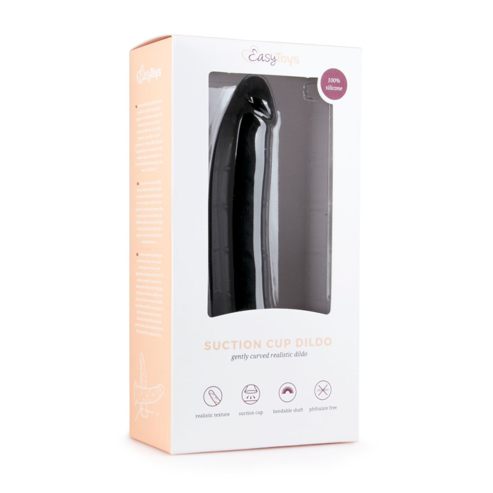 Фаллоимитатор реалистичный на присоске Easytoys черный, 21 х 3.4 см