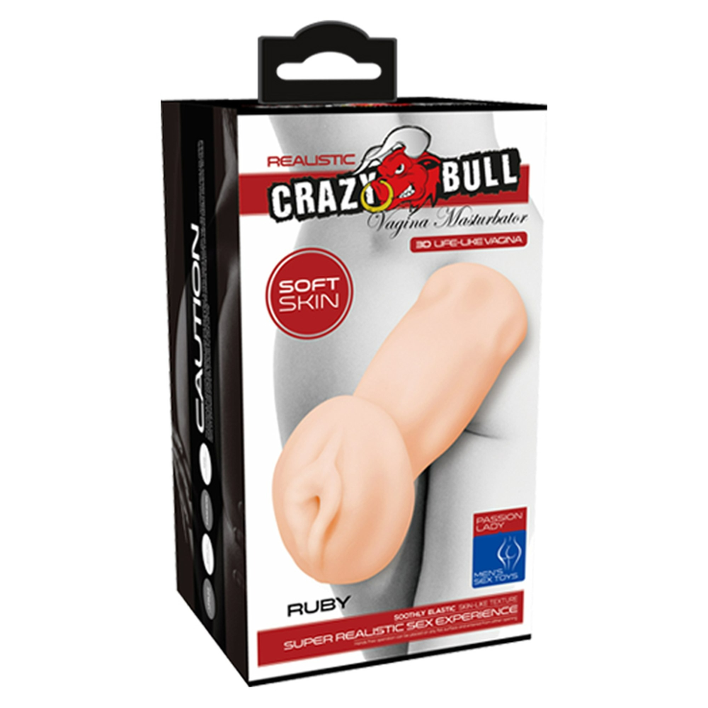 Мастурбатор вагина реалистичный с вибрацией Crazy Bull бежевый, 14 х 4.6 см