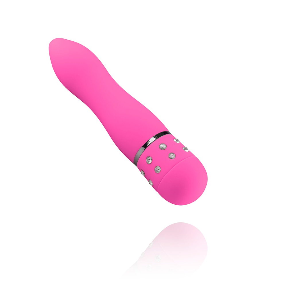 Мини-вибратор со стразами Easytoys, розовый, 11.4 х 2.4 см