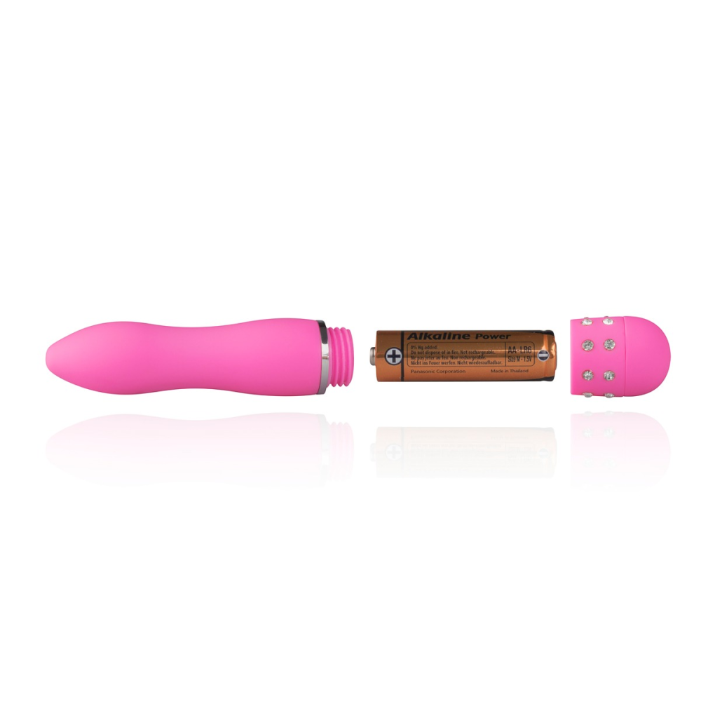 Мини-вибратор со стразами Easytoys, розовый, 11.4 х 2.4 см