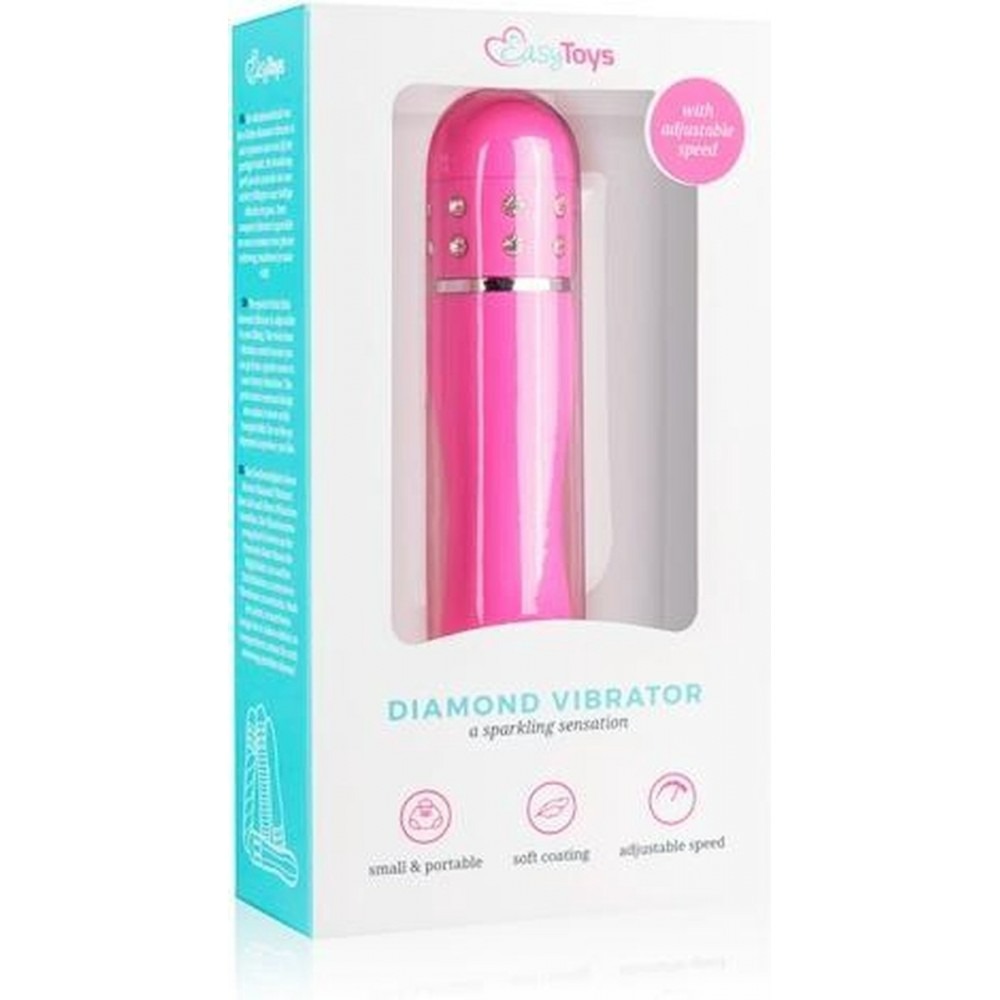 Мини-вибратор со стразами Easytoys, розовый, 11.4 х 2.4 см