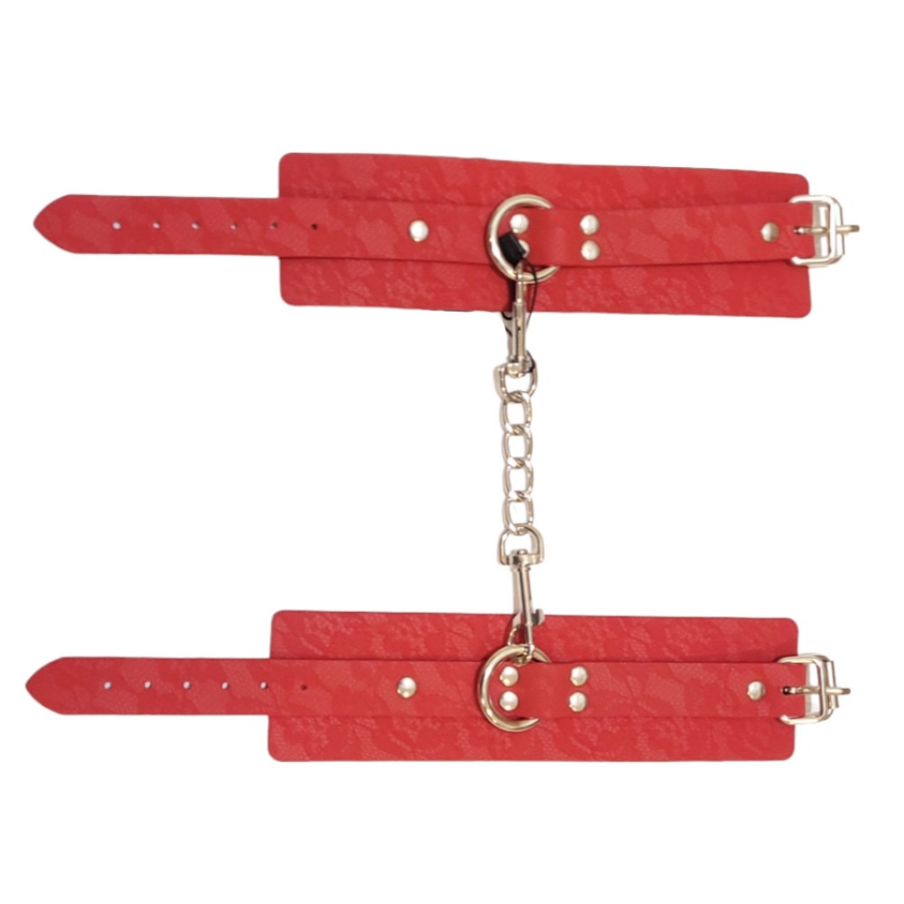 Наручники Wrist restraints wine, с тиснением, красные