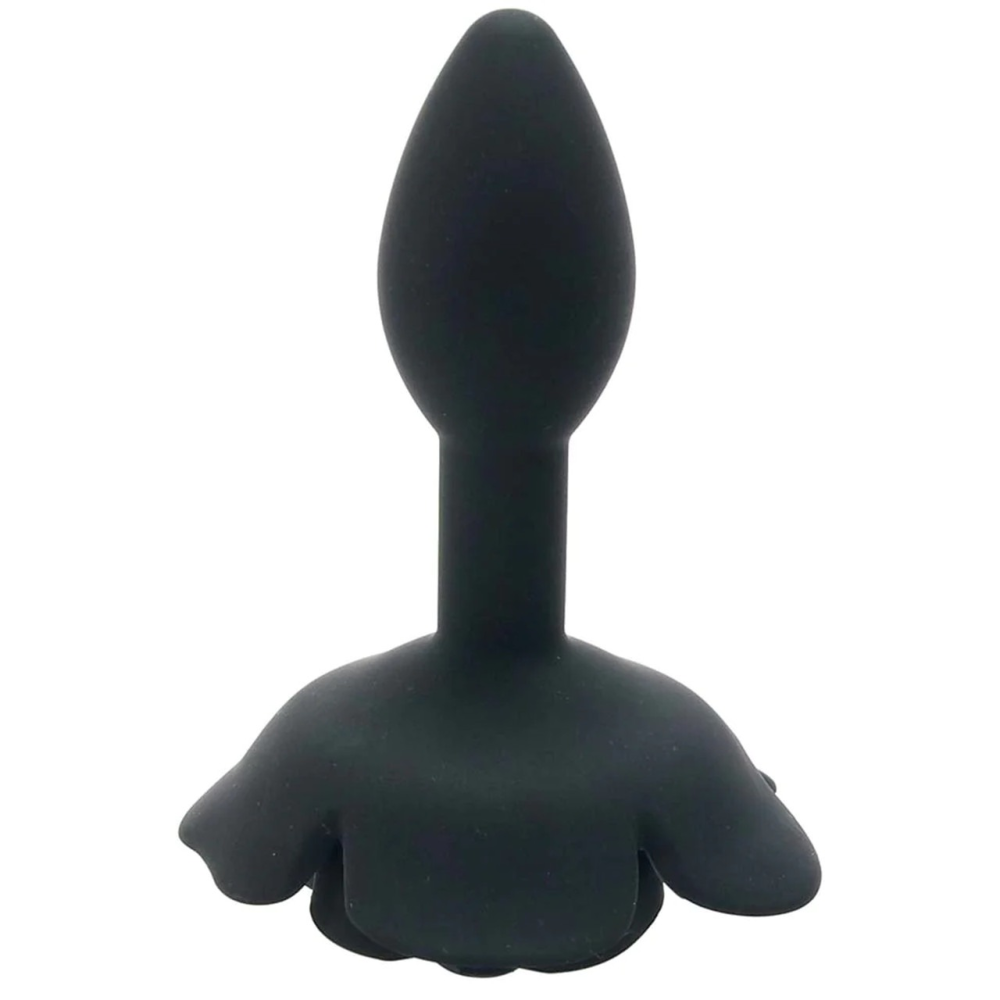 Cиликоновая анальная пробка в форме розы CalExotics, черный, Small