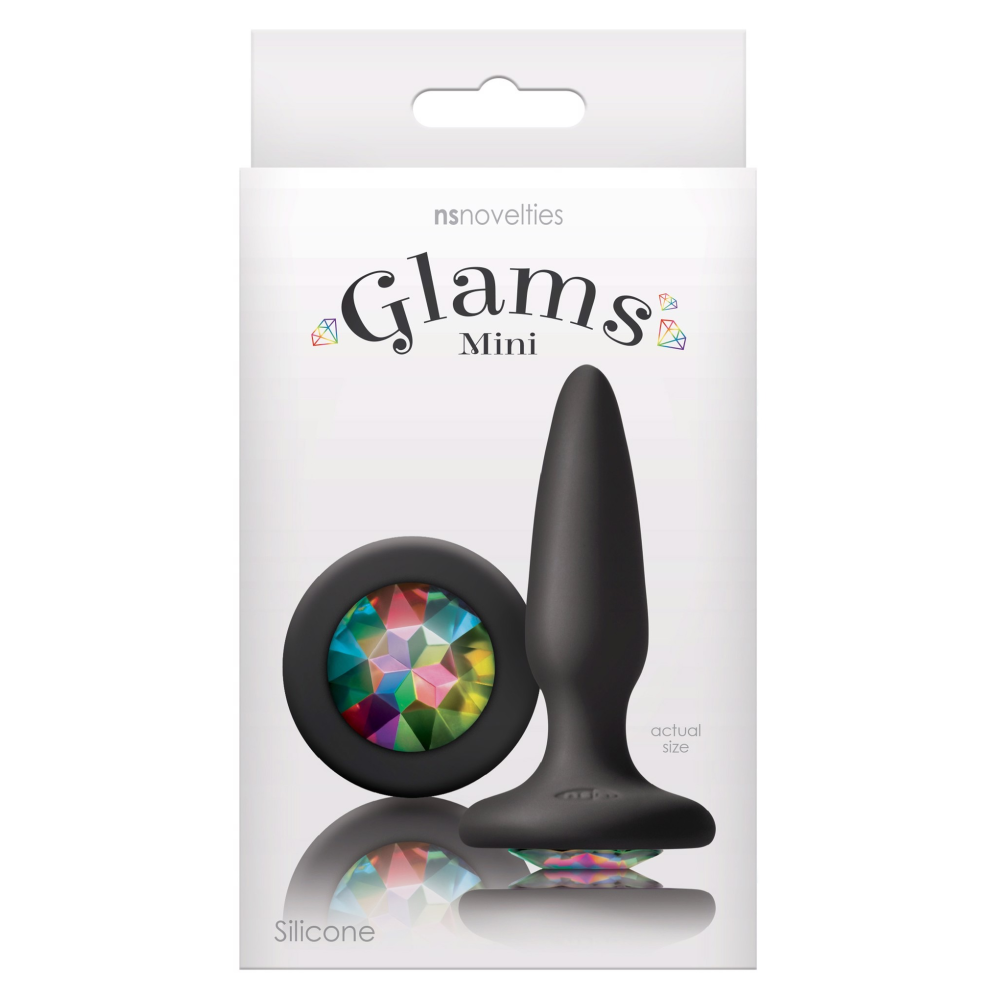 Анальная пробка с разноцветным кристаллом NS Novelties Glams, черный, Mini