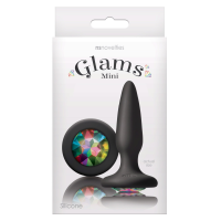 Анальная пробка с разноцветным кристаллом NS Novelties Glams, черный, Mini