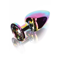 Анальная пробка металлическая Toy Joy Twilight Booty Jewel с кристаллом, радужный, Large