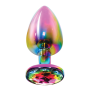 Анальная пробка металлическая Toy Joy Twilight Booty Jewel с кристаллом, радужный, Large
