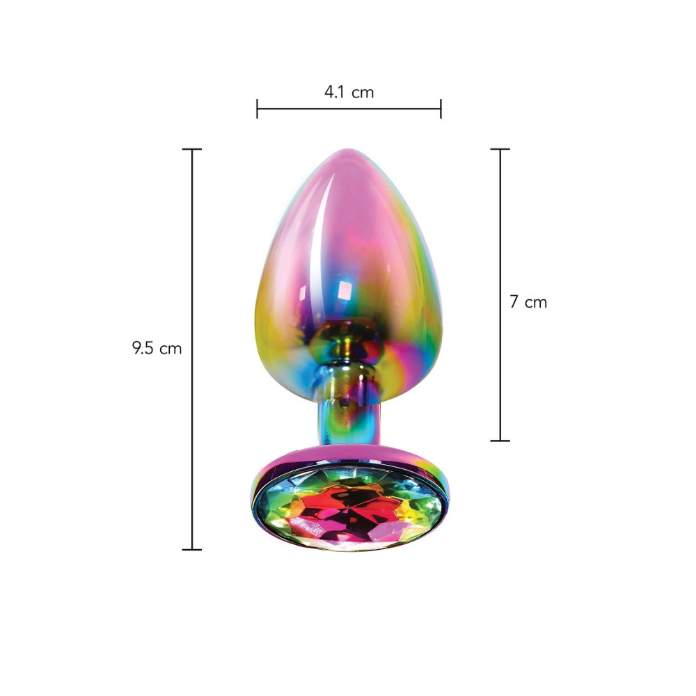 Анальная пробка металлическая Toy Joy Twilight Booty Jewel с кристаллом, радужный, Large