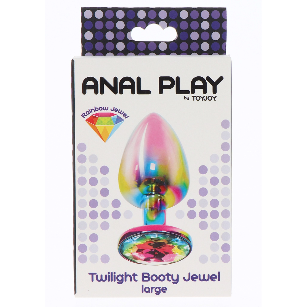 Анальная пробка металлическая Toy Joy Twilight Booty Jewel с кристаллом, радужный, Large