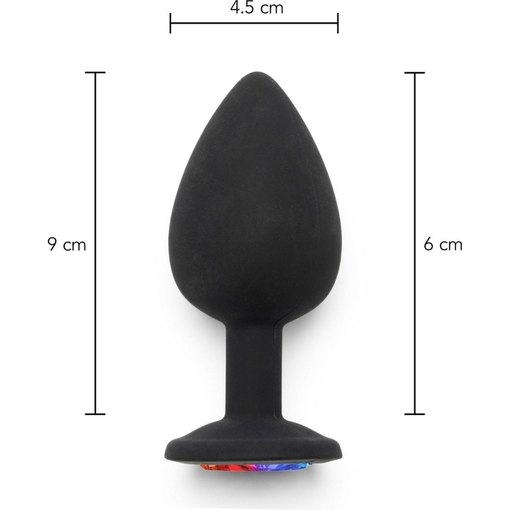 Анальная пробка Toy Joy Rainbow Booty Jewel с радужным кристаллом, черный, Large