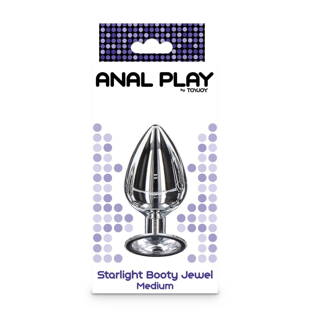Анальная пробка металлическая Toy Joy Starlight Booty Jewel c белым кристаллом, Medium