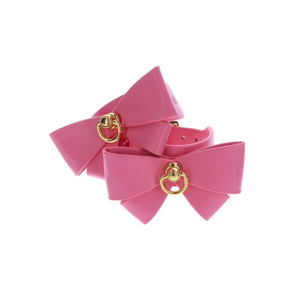 Наручники с бантиками Taboom Malibu Wrist Cuffs из веганской кожи, розовые
