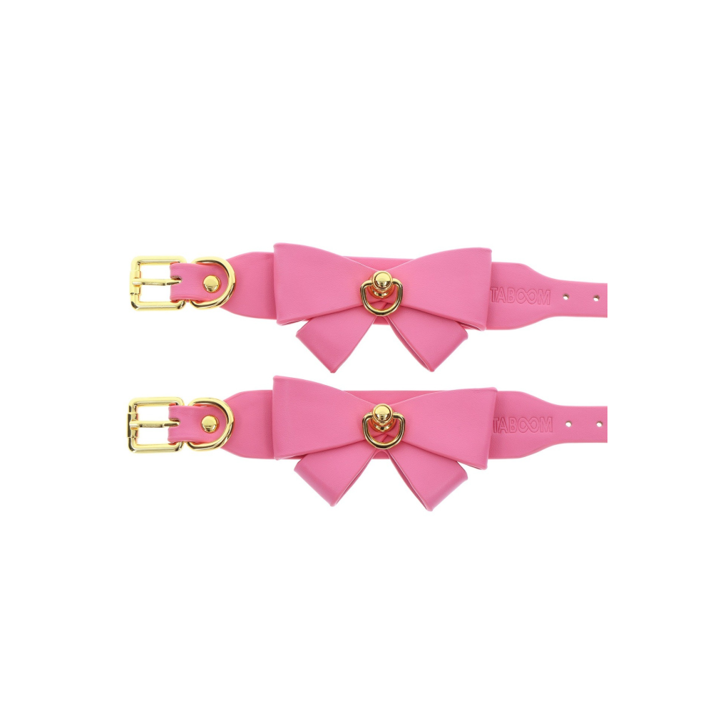 Наручники с бантиками Taboom Malibu Wrist Cuffs из веганской кожи, розовые
