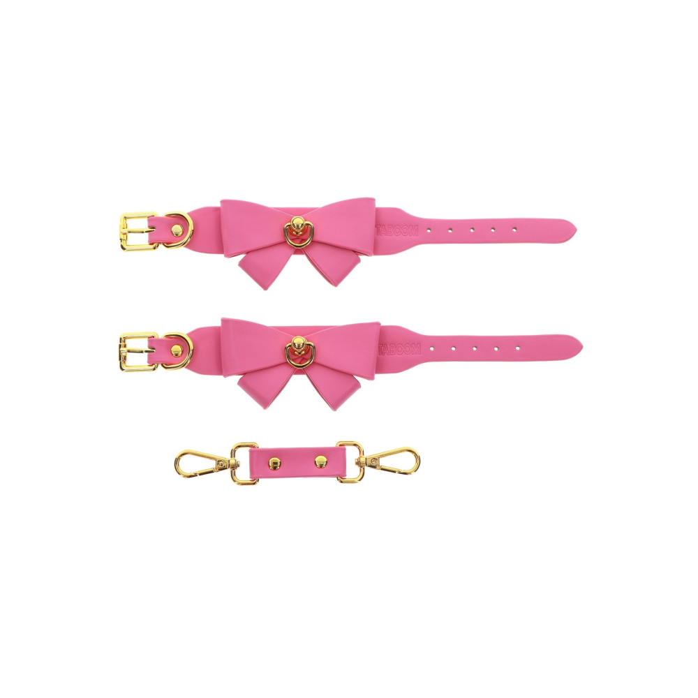 Наручники с бантиками Taboom Malibu Wrist Cuffs из веганской кожи, розовые