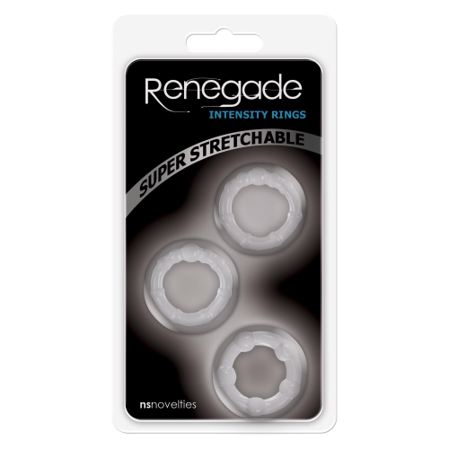 Набор эрекционных колец с рельефом NS Novelties Renegade Intensity, прозрачные, 3 шт.