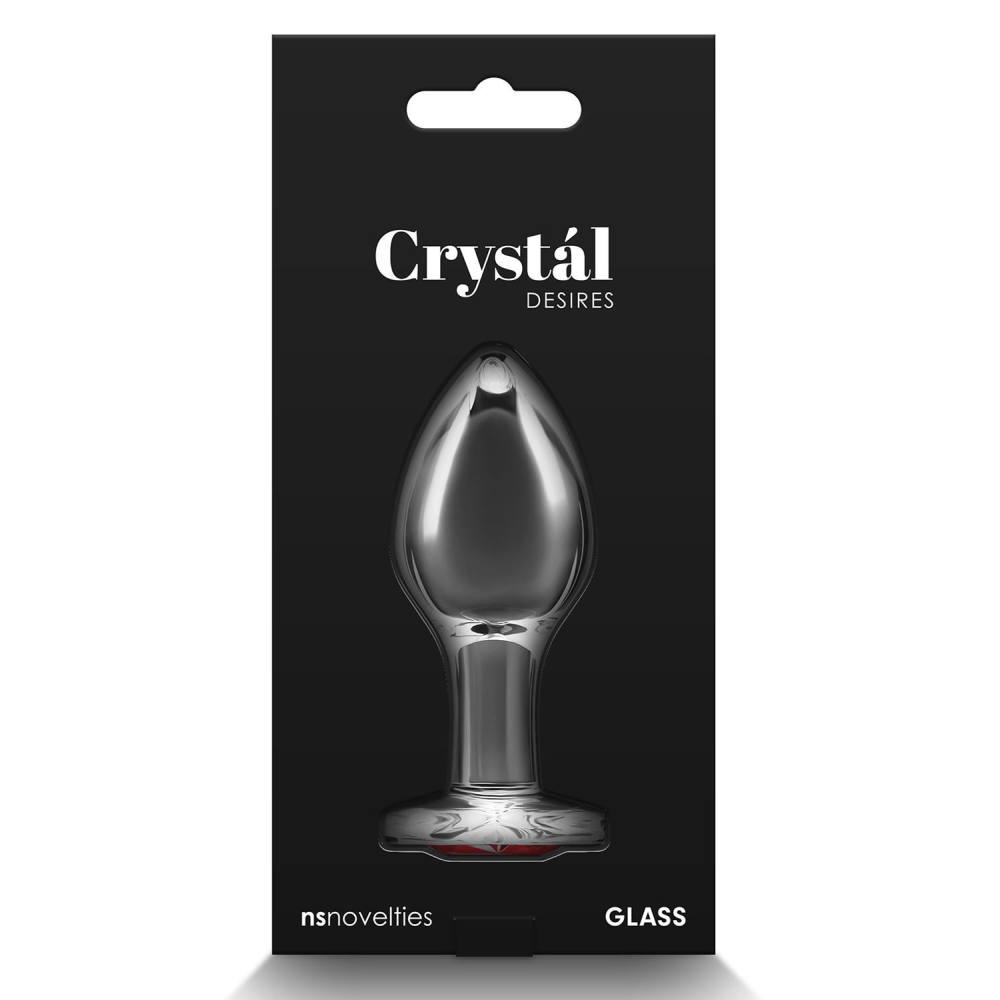 Анальная пробка прозрачная NS Novelties Crystal Hear стеклянная с красным сердцем, M