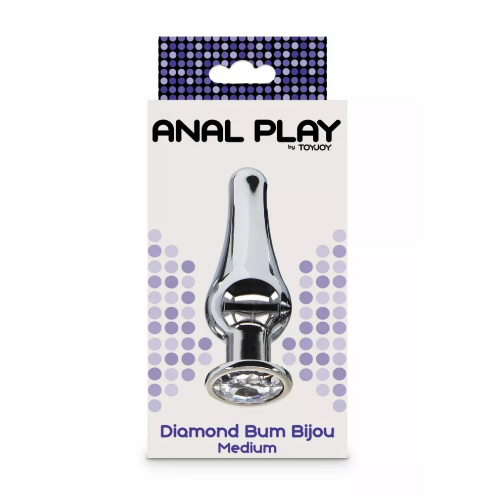 Анальная пробка с кристаллом Toy Joy Diamond Bum Bijou серебристый, Medium