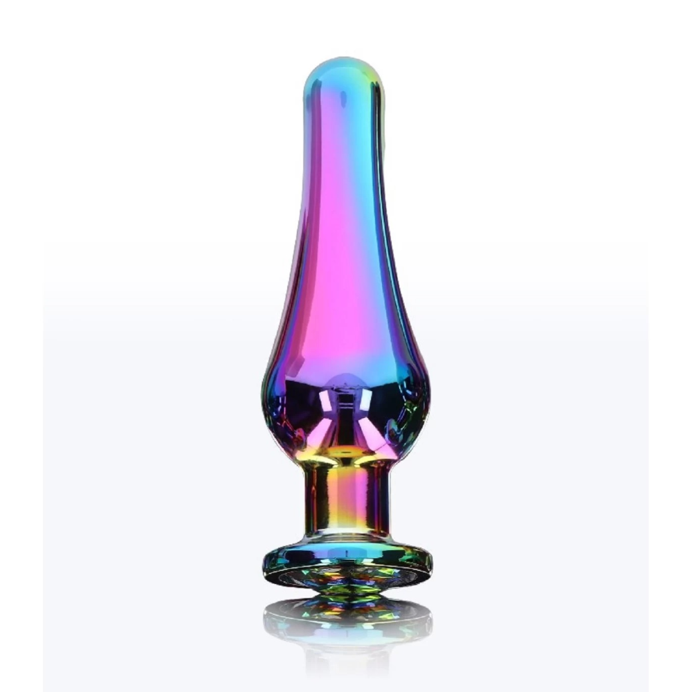 Анальная пробка металлическая с кристаллом ToyJoy Twilight Bum Bijou радужный, Small