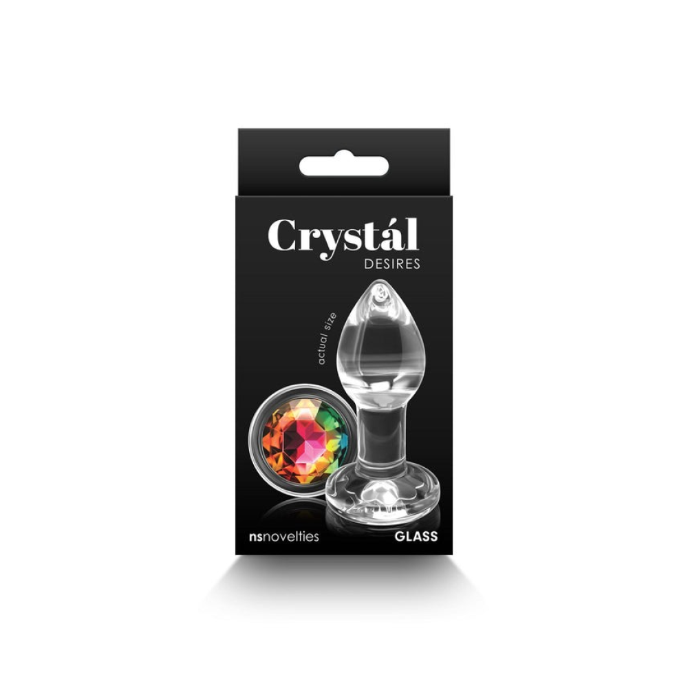 Анальная пробка стеклянная с кристаллом NS Novelties Crystal Desires Rainbow Gem прозрачный, Mini